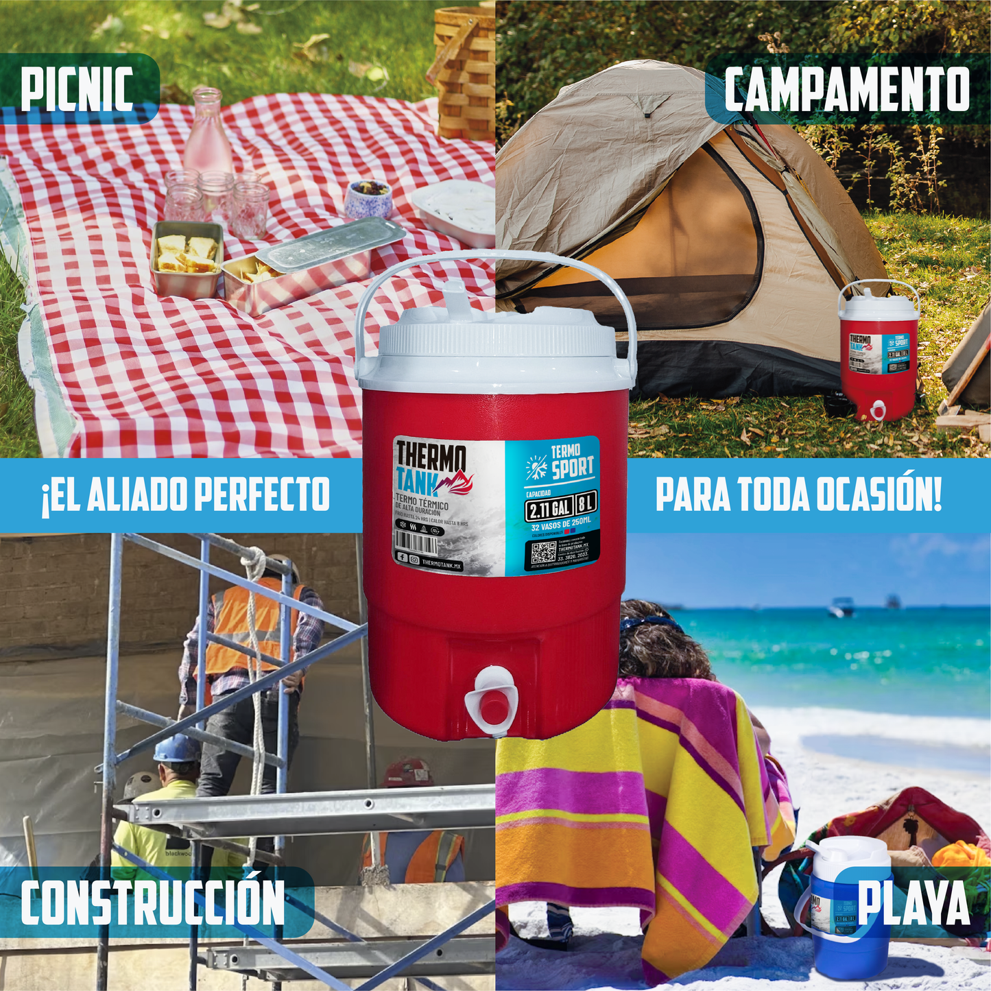 Termo De Galón Sport Thermo Tank 8 Litros | Rojo