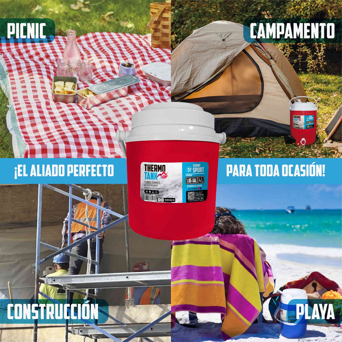 Termo De Galón Thermo Tank 4 Litros / 1.05 Gal | Rojo