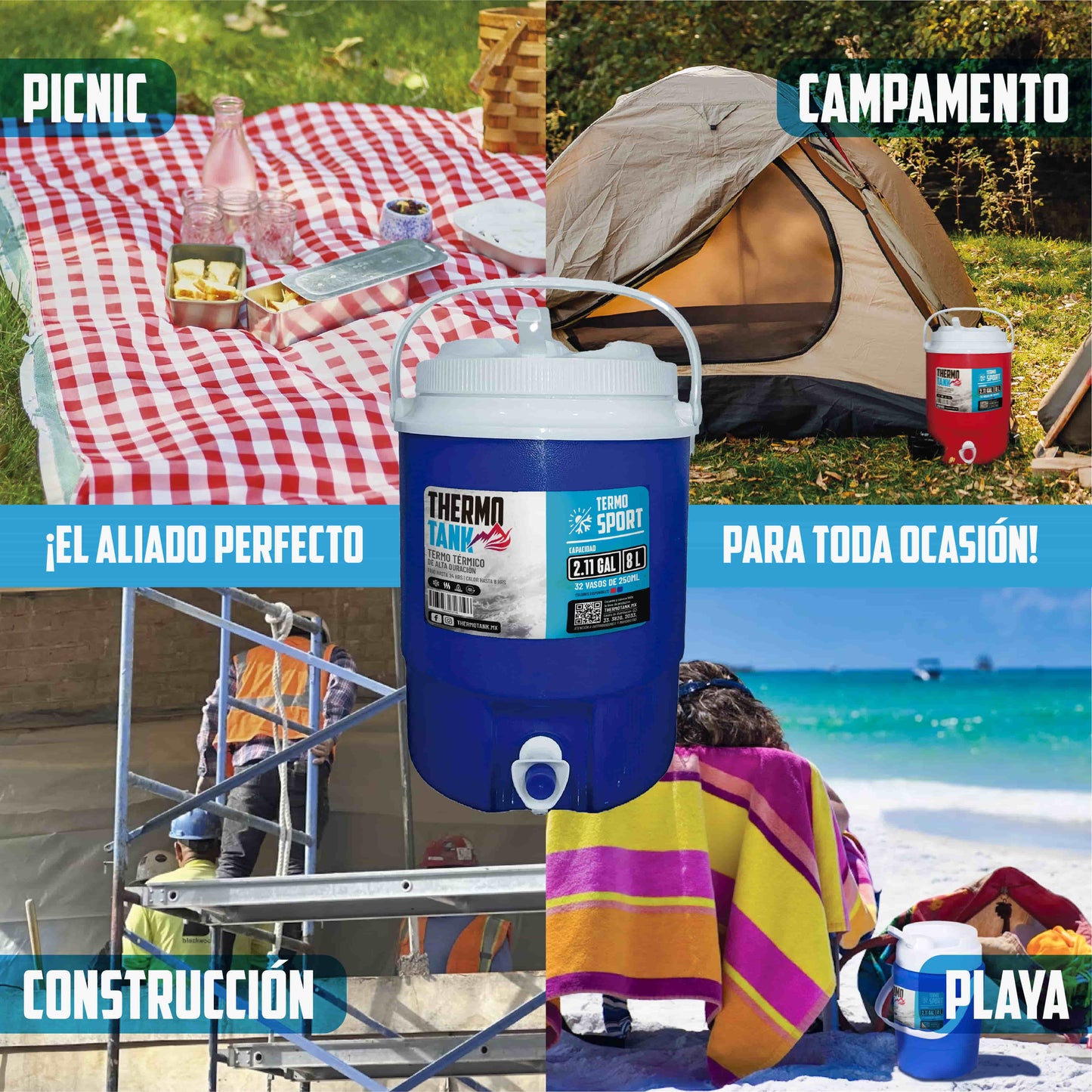 Termo De Galón Sport Thermo Tank 8 Litros | Azul