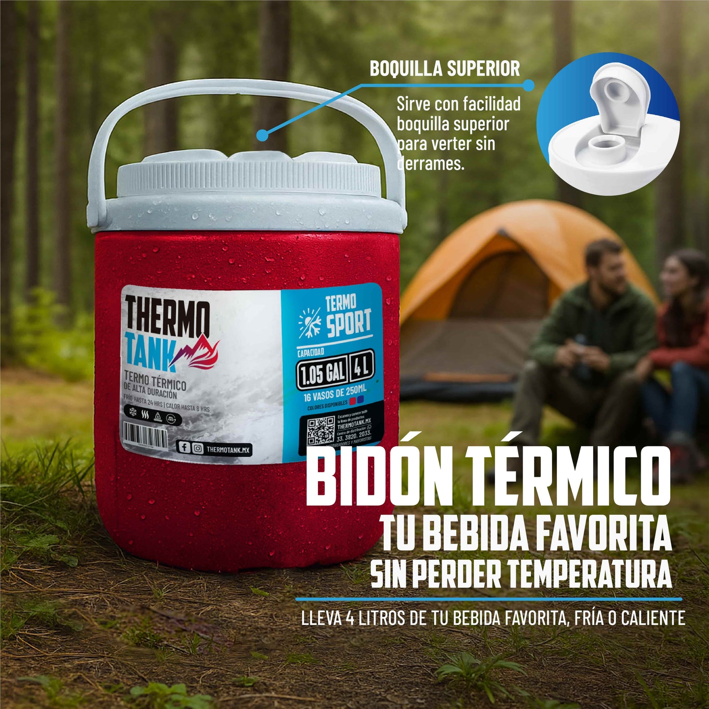 Termo De Galón Thermo Tank 4 Litros / 1.05 Gal | Rojo