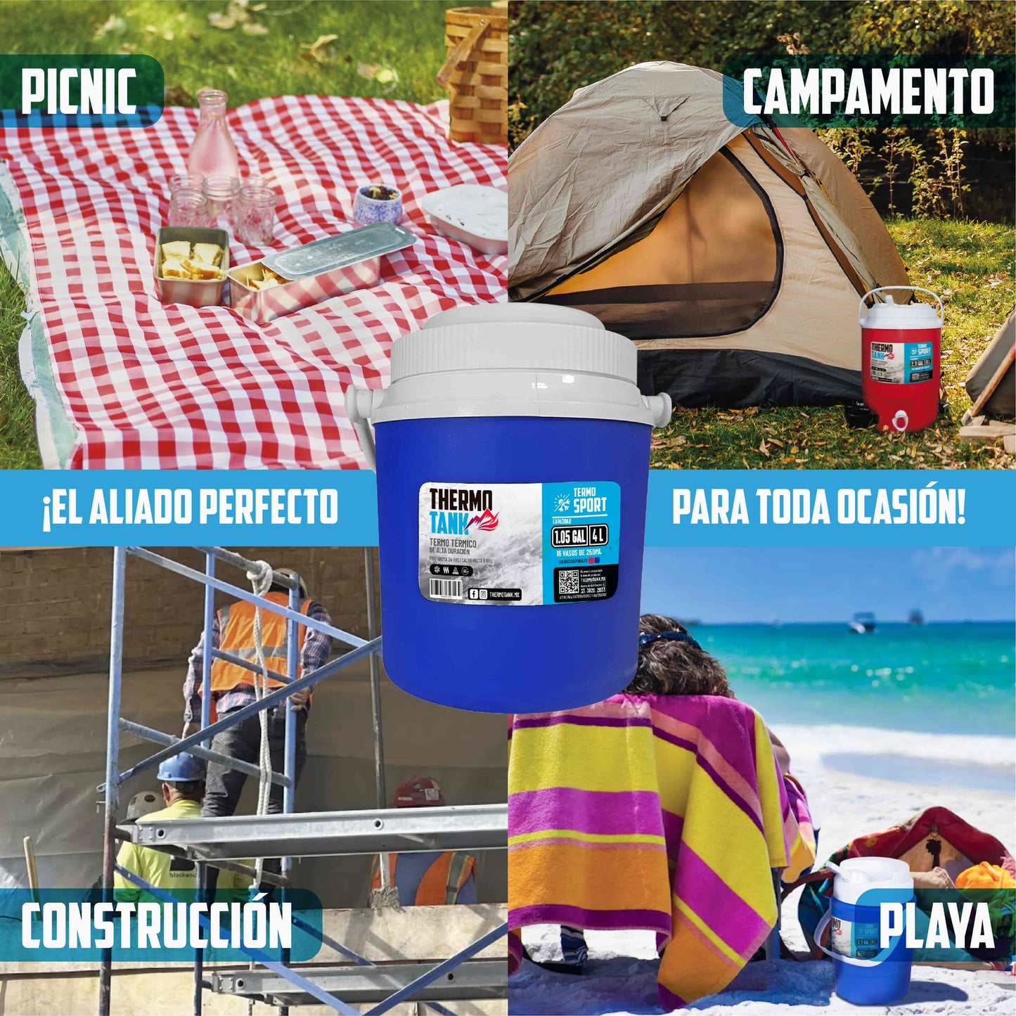 Termo De Galón Thermo Tank 4 Litros / 1.05 Gal | Azul