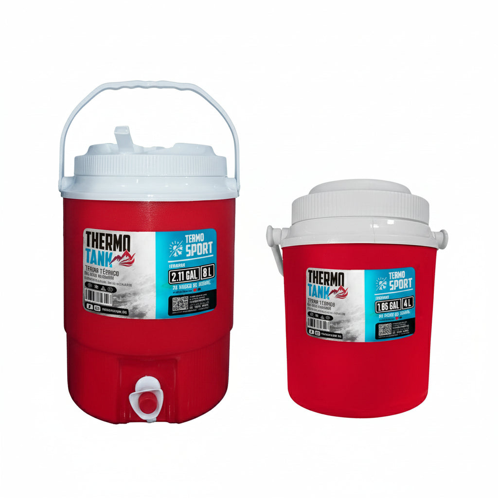 Pack de Termos de Galón Rojo 8L + 4L | Thermo Tank Sport